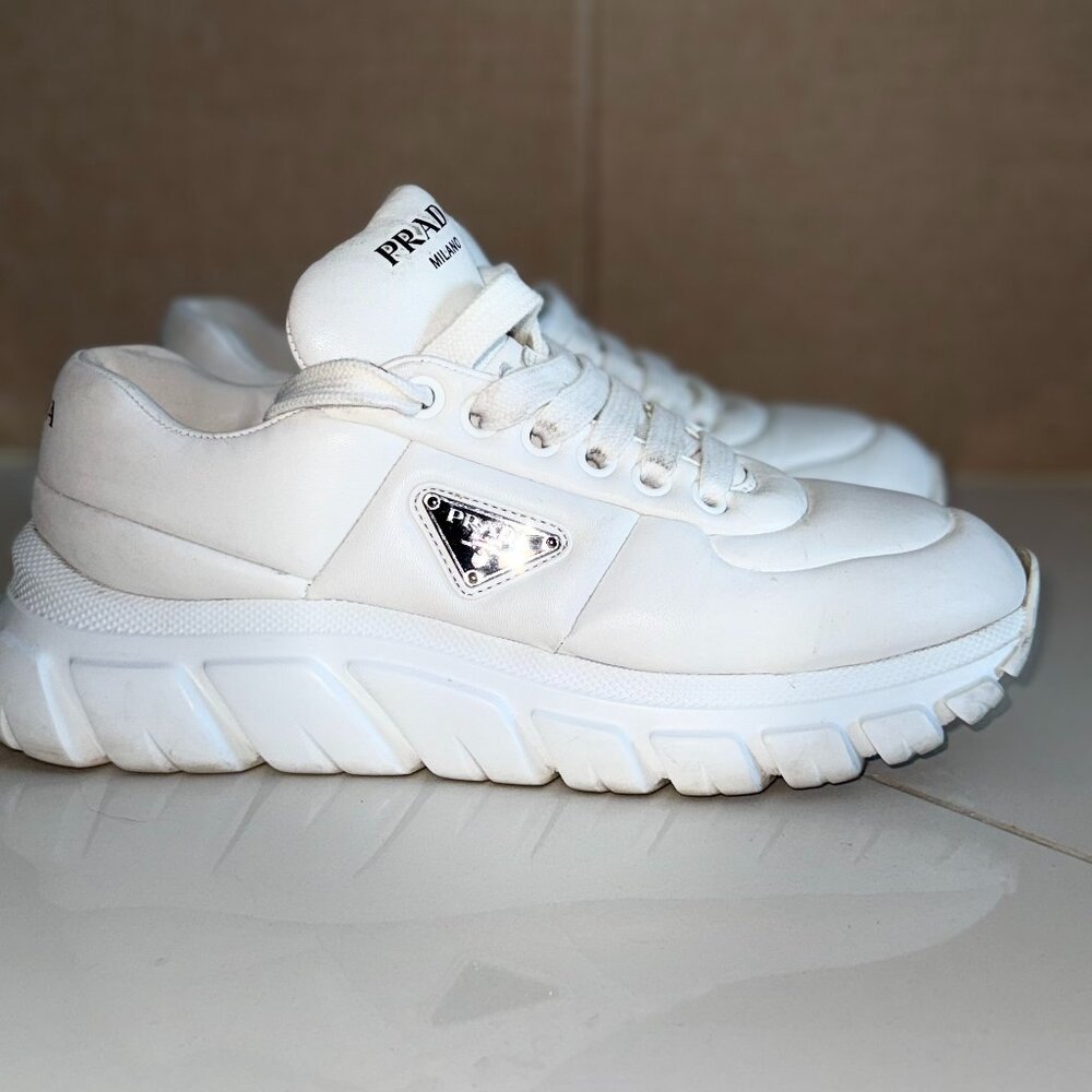 Prada Milano Chunky Sole Sneakers – White Leather – Size 40.5 (US 10)